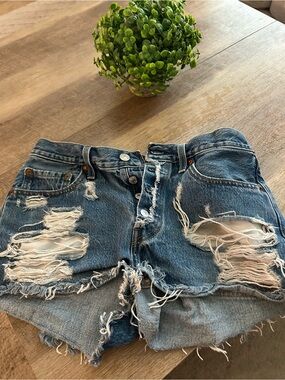 Levi 501 Distressed Denim Cutoff Shorts